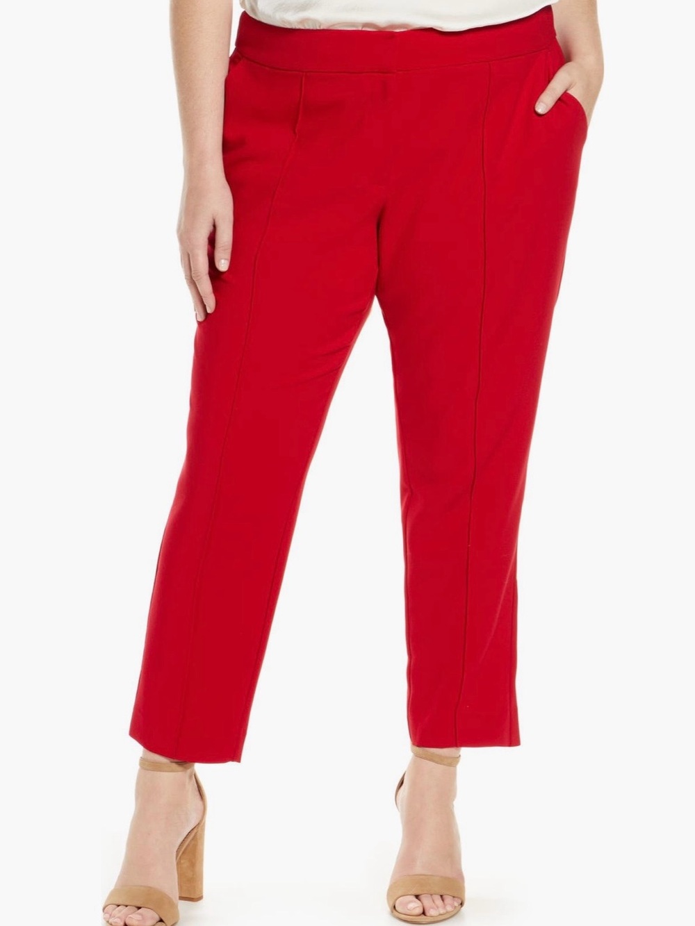 Vince Camuto Bright Red Tailored Straight-Leg Trousers